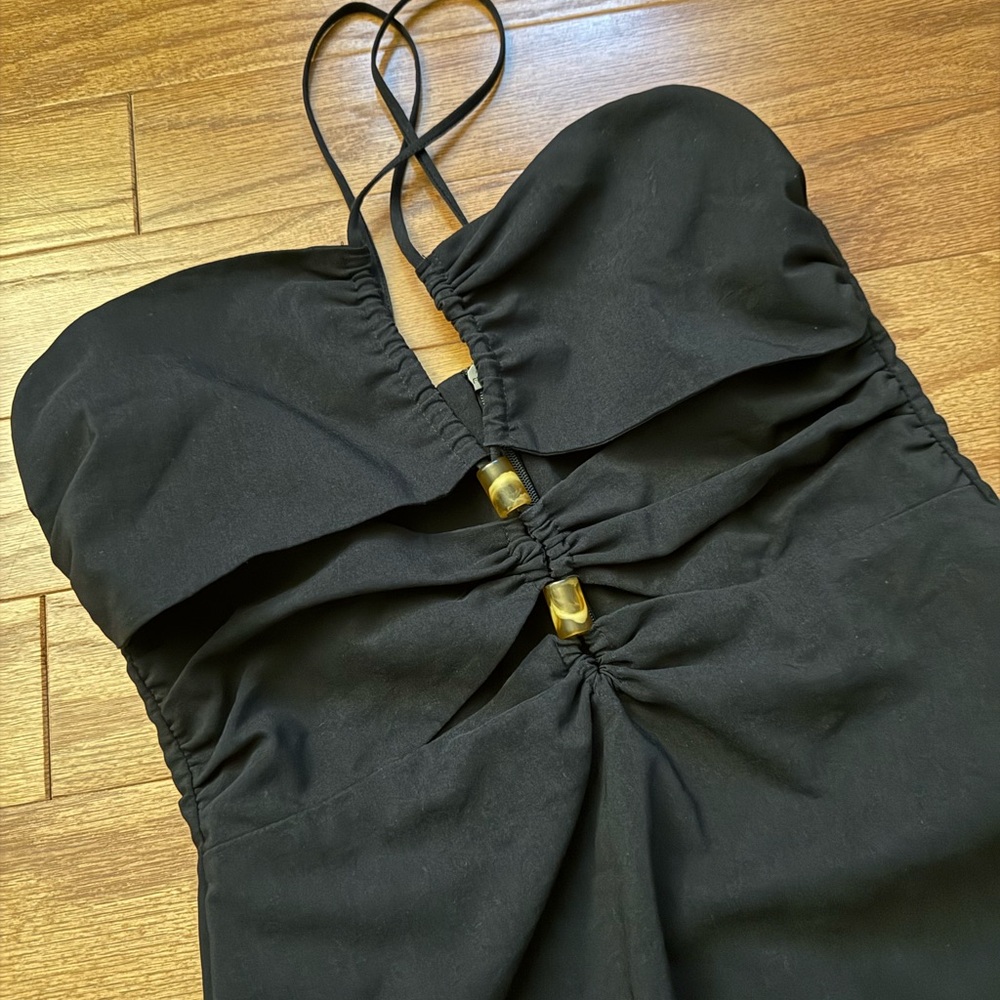 Black crisscross cutout dress